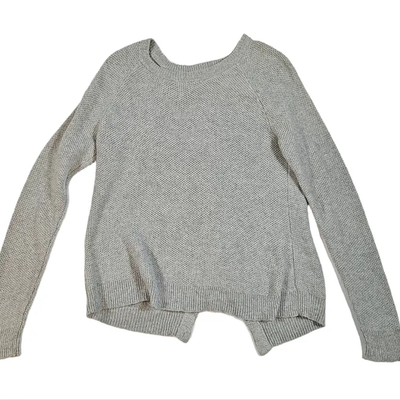 Madewell Province Light Gray Knit Cross-Back Sweater Sz S Crewneck Fall Casual - Picture 11 of 16